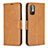 Leather Case Stands Flip Cover Holder B04F for Xiaomi POCO M3 Pro 5G Light Brown