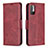 Leather Case Stands Flip Cover Holder B04F for Xiaomi POCO M3 Pro 5G Red