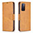 Leather Case Stands Flip Cover Holder B04F for Xiaomi Poco M4 Pro 5G Light Brown