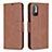 Leather Case Stands Flip Cover Holder B04F for Xiaomi Redmi Note 10 5G Brown