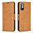 Leather Case Stands Flip Cover Holder B04F for Xiaomi Redmi Note 10 5G Light Brown