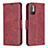 Leather Case Stands Flip Cover Holder B04F for Xiaomi Redmi Note 10 5G Red