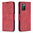 Leather Case Stands Flip Cover Holder B04F for Xiaomi Redmi Note 11 4G (2021) Red