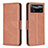 Leather Case Stands Flip Cover Holder B04F for Xiaomi Redmi Note 11E Pro 5G Brown