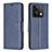 Leather Case Stands Flip Cover Holder B04F for Xiaomi Redmi Note 13 5G Blue