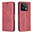 Leather Case Stands Flip Cover Holder B04F for Xiaomi Redmi Note 13 5G Red