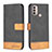 Leather Case Stands Flip Cover Holder B05F for Motorola Moto E20 Black