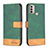 Leather Case Stands Flip Cover Holder B05F for Motorola Moto E20 Green