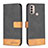 Leather Case Stands Flip Cover Holder B05F for Motorola Moto E30 Black