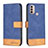 Leather Case Stands Flip Cover Holder B05F for Motorola Moto E40 Blue