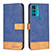 Leather Case Stands Flip Cover Holder B05F for Motorola Moto G71 5G Blue