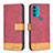 Leather Case Stands Flip Cover Holder B05F for Motorola Moto G71 5G Red