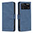 Leather Case Stands Flip Cover Holder B05F for Xiaomi Poco M4 Pro 4G Blue