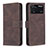 Leather Case Stands Flip Cover Holder B05F for Xiaomi Poco M4 Pro 4G Brown