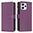 Leather Case Stands Flip Cover Holder B05F for Xiaomi Redmi 12 4G Purple