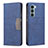 Leather Case Stands Flip Cover Holder B06F for Motorola Moto G200 5G Blue