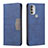 Leather Case Stands Flip Cover Holder B06F for Motorola Moto G51 5G Blue