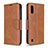 Leather Case Stands Flip Cover Holder B06F for Samsung Galaxy A01 SM-A015 Brown