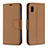 Leather Case Stands Flip Cover Holder B06F for Samsung Galaxy A10e Brown