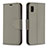 Leather Case Stands Flip Cover Holder B06F for Samsung Galaxy A10e Gray