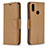 Leather Case Stands Flip Cover Holder B06F for Samsung Galaxy A10s Brown