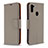 Leather Case Stands Flip Cover Holder B06F for Samsung Galaxy A11 Gray