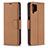 Leather Case Stands Flip Cover Holder B06F for Samsung Galaxy A12 5G Brown