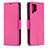 Leather Case Stands Flip Cover Holder B06F for Samsung Galaxy A12 5G Hot Pink