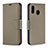 Leather Case Stands Flip Cover Holder B06F for Samsung Galaxy A20 Gray