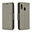 Leather Case Stands Flip Cover Holder B06F for Samsung Galaxy A20e Gray