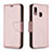 Leather Case Stands Flip Cover Holder B06F for Samsung Galaxy A20e Rose Gold