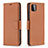 Leather Case Stands Flip Cover Holder B06F for Samsung Galaxy A22 5G Brown