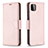 Leather Case Stands Flip Cover Holder B06F for Samsung Galaxy A22 5G Rose Gold