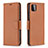 Leather Case Stands Flip Cover Holder B06F for Samsung Galaxy A22s 5G Brown