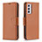 Leather Case Stands Flip Cover Holder B06F for Samsung Galaxy A24 4G Brown