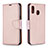 Leather Case Stands Flip Cover Holder B06F for Samsung Galaxy A30 Rose Gold