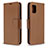 Leather Case Stands Flip Cover Holder B06F for Samsung Galaxy A31 Brown