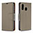 Leather Case Stands Flip Cover Holder B06F for Samsung Galaxy A40 Gray