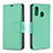 Leather Case Stands Flip Cover Holder B06F for Samsung Galaxy A40 Green