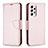 Leather Case Stands Flip Cover Holder B06F for Samsung Galaxy A53 5G Rose Gold