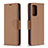 Leather Case Stands Flip Cover Holder B06F for Samsung Galaxy A72 4G Brown
