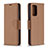 Leather Case Stands Flip Cover Holder B06F for Samsung Galaxy A72 5G Brown