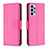 Leather Case Stands Flip Cover Holder B06F for Samsung Galaxy A73 5G Hot Pink