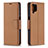 Leather Case Stands Flip Cover Holder B06F for Samsung Galaxy F12 Brown