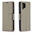 Leather Case Stands Flip Cover Holder B06F for Samsung Galaxy F12 Gray