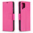 Leather Case Stands Flip Cover Holder B06F for Samsung Galaxy F12 Hot Pink