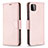 Leather Case Stands Flip Cover Holder B06F for Samsung Galaxy F42 5G Rose Gold