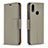 Leather Case Stands Flip Cover Holder B06F for Samsung Galaxy M01s Gray