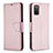 Leather Case Stands Flip Cover Holder B06F for Samsung Galaxy M02s Rose Gold