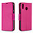 Leather Case Stands Flip Cover Holder B06F for Samsung Galaxy M20 Hot Pink